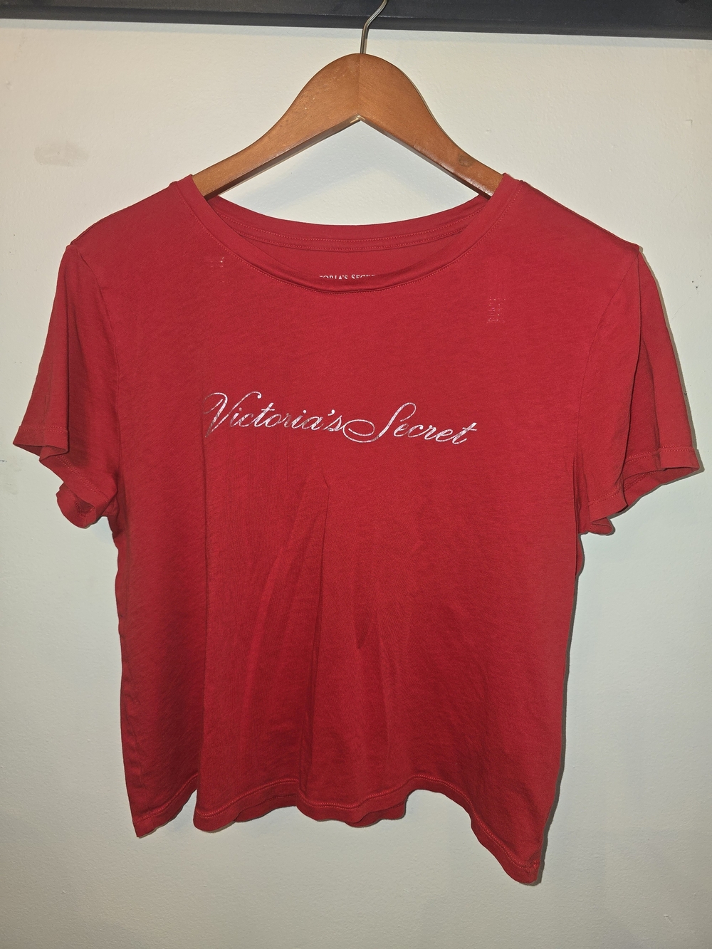 Victoria's Secret Red Script Logo Tee